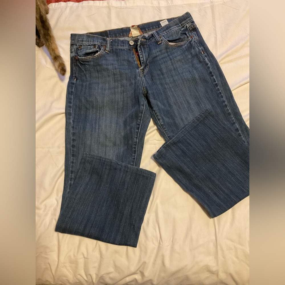 Lucky Brand Women's Dark Blue Wide Leg Jeans HEMMED